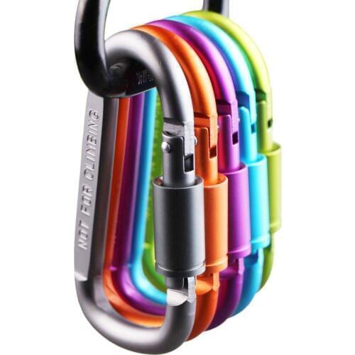 300Pcs/Lot 8cm Aluminum Carabiner D-Ring Key Chain Clip Camping Keyring Snap Hook Outdoor Travel Kit LX1705