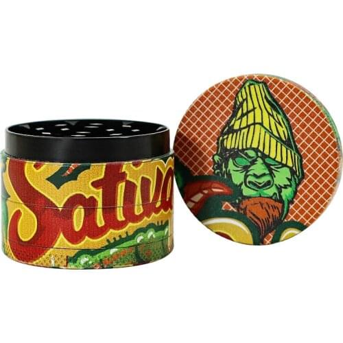 High Quality 4Layers 1.97 Inches Zinc Alloy Smoking Tobacco Herb Grinders Cartoons Design Mini Metal Smoking Grinder Pocket Size