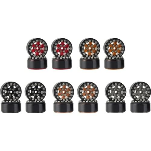 4Pcs 1.0Inch CNC Metal Beadlock Wheel Rims Hub for 1/24 RC Crawler Car Axial SCX24 90081 AXI00001 AXI00002 Parts