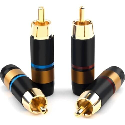 4Pcs Gold Plated Pure Copper RCA Plug Connector HiFi Audio Adapter Accessories