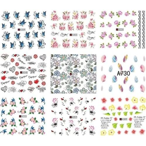 5PCS Mixed Style Floral Water Transfer Nail Art Stickers Designer Nail Art Stickers Random Nail Art Stickers