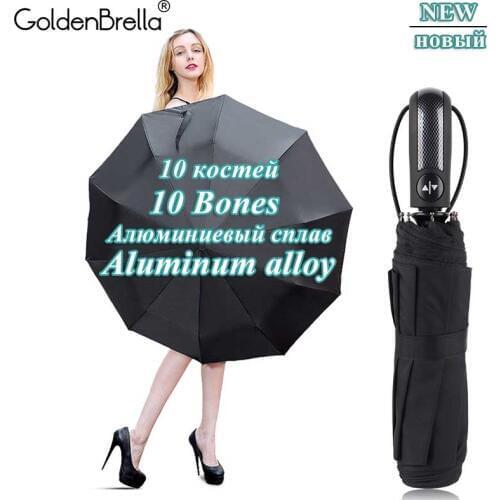 Aluminum Alloy10ribs Automatic Windproof Umbrella Rain Women Dark Grid Business Men Umbrella Waterproof 3Folding Paraguas Paraso