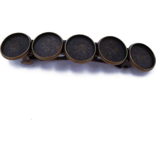 Antique Bronze 70pcs 14x60mm Metal Barrette Hair Clips with 12mm Bezel Blank Settings for Jewelry Making HBF04