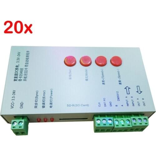 FREE DHL 20pcs/lot T-1000S SD Card 2048 Pixels Controller for WS2812 WS2801 WS2811 UCS1903 6803 IC LED Strip Light