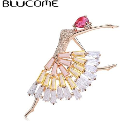 Blucome New Arrival Brooch Ballet Dancer Fashion Dancing Girl Badge Emblem Corsage Clothes Accessories Ballet Women Brooch Pin