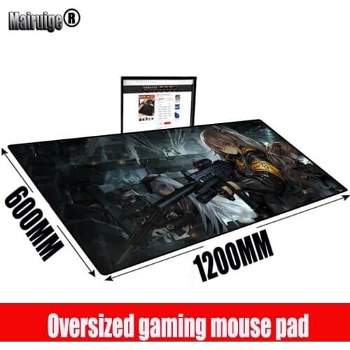 MRGBEST Anime Girl with Gun Big Mouse Pad Mat Large Gamer Gaming Carpet Customized Oversized Mousepad for Computer Keyboard Desk