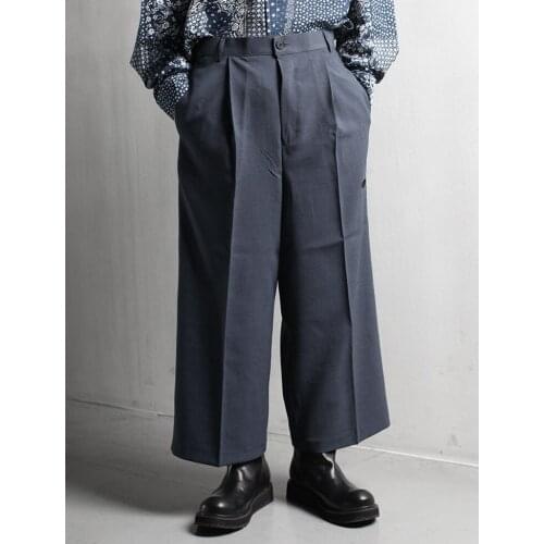 Mens pants new trend hip hop business casual casual pants color matching seven point wide leg pants straight tube mens pants