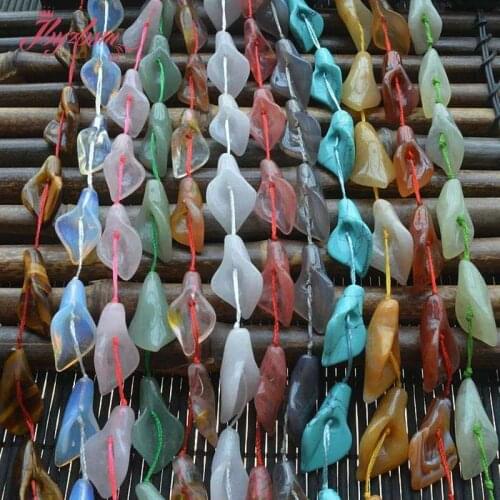 13x28mm Natural Stone Beads Flower Shape Opal,Tiger Eye,Quartz Beads Natural Beads For DIY Necklace Bracelets Jewelry Making 15"