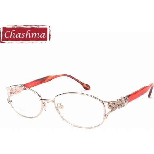 Chashma Fashion Pure Titanium Frame Lentes Opticos Gafas Top Quality Titanium Frames Light Eyeglasses Rhinestone Glasses Women