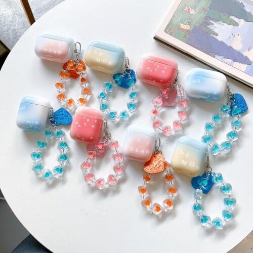 Luxury Cute Candy Rose Red Soft Earphone Case For Apple airpods 2 1 Pro 3 Bluetooth Earphone Cases Love Heart Bracelet Keychain