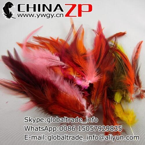 CHINAZP Factory 200pcs/lot Dyed Mix Color Rooster Chicken Saddle Feather for DIY Jewelry Accessories