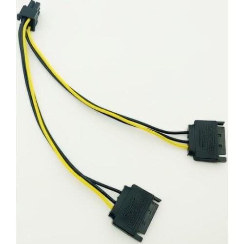 Dual 15Pin SATA Male to 6pin PCI-E PCIe PCI Express Graphics Video Display Card Dual SATA to 6pin Power Cable for ETH BTC Mining