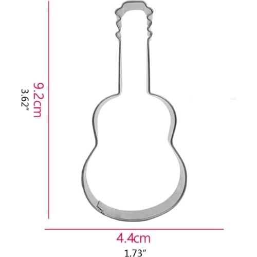 Music Guitar Shape Cookie Print Mold Sweet Baking Stainless Steel Moulds Cutter T84F