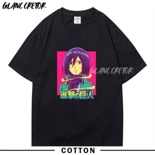 Attack on Titan T-shirt for Men Short Sleeve Anime T Shirt 100% Cotton Tee Tops Streetwear Harajuku T-Shirt