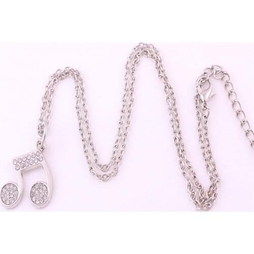 Hot Sell Unisex Necklace Musical Note Shape Design Pendant With Beautiful Crystals High Grade Jewelry Zinc Alloy Dropshipping