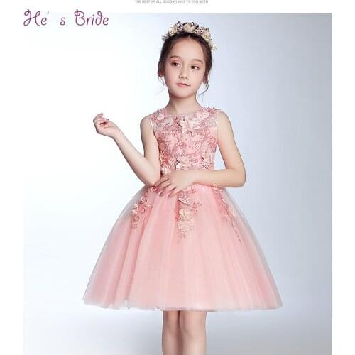 Hes Bride Flower Girl Dresses Pink Flower Girl Dresses for Wedding First Communion Birthday Party Ball Gown