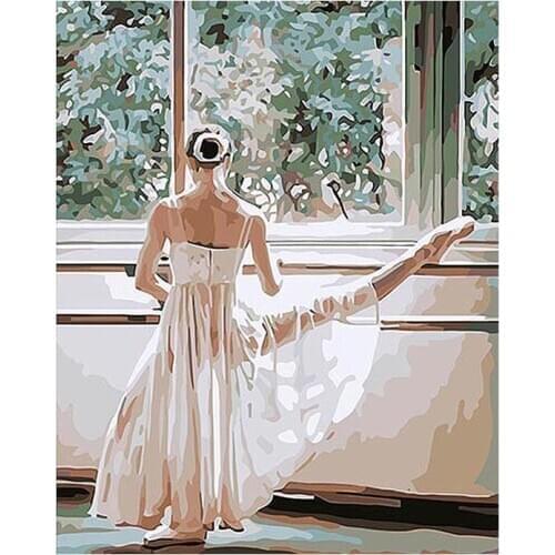 GATYZTORY Oil Painting By Numbers Ballet Girl Hand Painted On Canvas DIY Dancer Pictures Gift Modern Home Decoration Wall Art