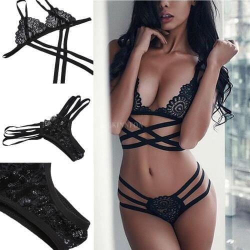 50Sets New Fashion Women Casual Lace Bandage Cross Bikini Set Hollow Out Sexy Underwear Bikini Sets