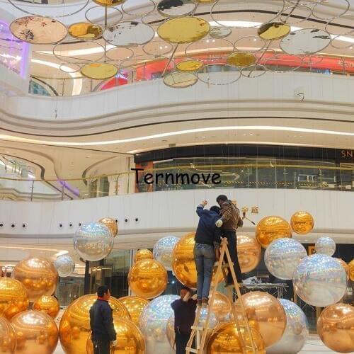 PVC colorful Mirror ball Laser beam bar pub club decoration bright color Reflection Stage Festival Hanging inflatable Balloon