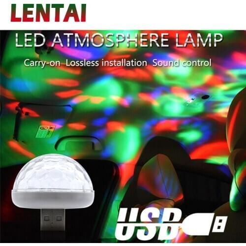 LENTAI For Peugeot 206 307 407 308 207 508 3008 2017 208 2008 Land Rover Abarth 1PC Car LED USB Atmosphere Light Colorful Lamp