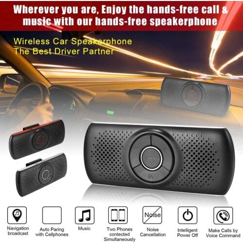 Magnet Mount Portable Wireless Car Speaker Music Player for Sun Visor Cell Phone Voice Navigation