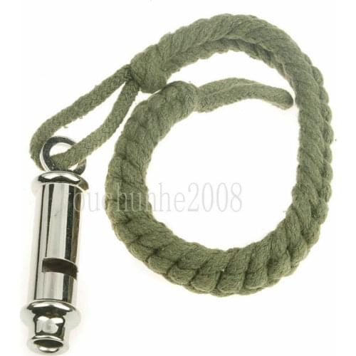 WWII GERMAN WEHRMACHT WH METAL WHISTLE WITH GREEN ROPE OUTDOORS MILITARY