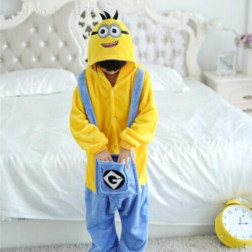 Anime Cute Jumpsuit Despicableme Onesie Pyjamas Kigurumi Kids Flannel Animals Pajamas Anime Cartoon Costumes Kids Sleepwear