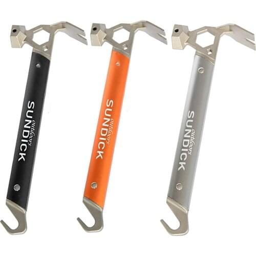 SUNDICK Camping Tent Peg Hammer Multifunction Stainless Steel Nail Peg Puller Handle Tent Nail Extractor Claw Hammer Outdoor