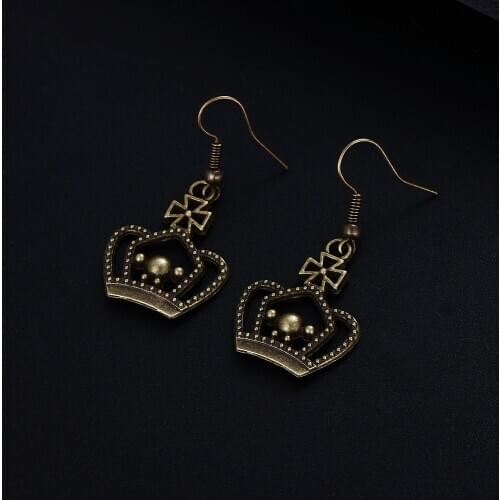 Trendy Vintage Crown Shape Dangle Earrings for Women Girl Retro Drop Earrings Cute Small Object Earring Jewelry Bijoux