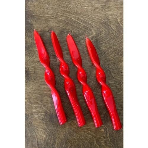 Mysterious Home 4 Pcs Set Red Twisted Candlestick Candle