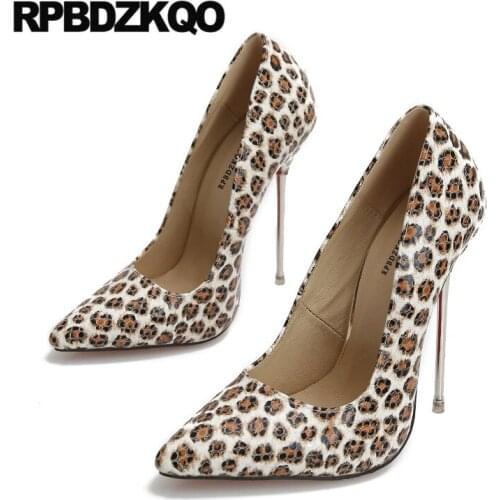 Shoes Plus Size Leopard Print High Heels Stripper Pointed Toe 11 43 Thin Exotic Dancer 10 42 Women Pumps Fetish Metal Cheetah