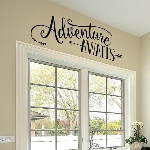 Adventure Awaits Wall Decal Vinyl Quote with Arrow Adventure Quote Tribal Theme Room Decor bedroom waterproof wall sticker G420
