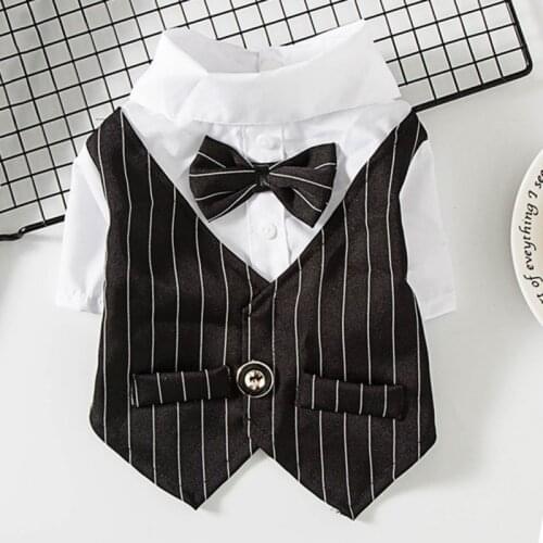 British Style Dog Shirt Gentleman Shirt Pet Puppy Dog Cats Casual Clothes Cotton Shirt For Small Dog Chihuahua Yorkire