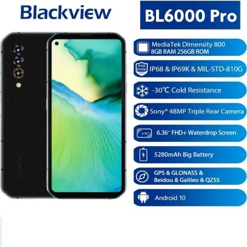 Blackview BL6000 Pro 5G Phone Global Version 8GB RAM 256GB ROM 6.36 Inch FHD+ IP68 Waterproof 48MP Triple Camera Mobile Phone