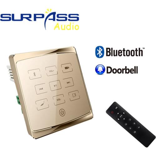 Smart Hotel room Home audio bluetooth Player in-wall stereo digital amplifier 86 touch key Background Music Controller USB TF FM