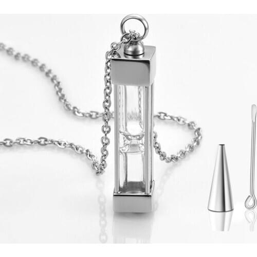 Eternal Hourglass Urns Necklace For Ashes Cremation Jewelry Keepsake Stainless Steel Memorial Pendant Necklace with Funnel
