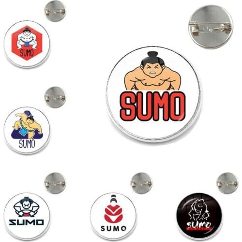 Japanese Sumo Cartoon Character Cute Brooch Pin Badge Cowboy Clothes Bag Glass Cabochon Brooches Jewelry Banquet Dropship