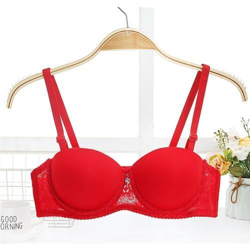 Yasemeen Thick Half Cup Bras for Small Breast Young Girls Development Bras Sexy Lace Push Up Bras Strapless Party Wedding Bras