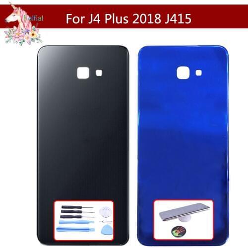 For Samsung Galaxy J4 Plus J415 J415F J415G J4+ Back Battery Cover Rear Door Panel Glass Housing Case Repair Replacement Part