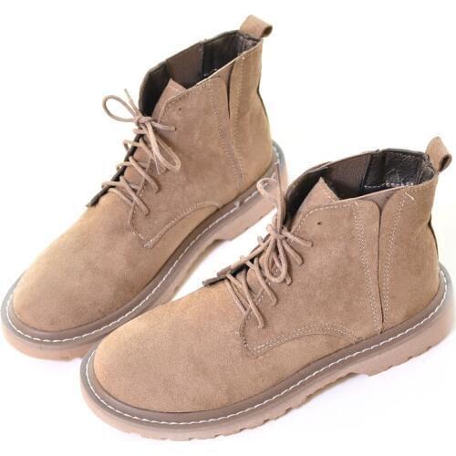 British Style Retro Suede Round Head Martin Boots Booties College Wind Simple Versatile Flat Shoes Fashion Casual Single Shoes