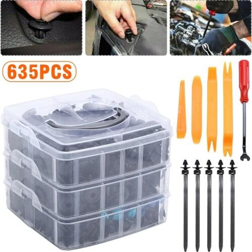 Auto Fastener Clip 635pcs 16 size Mixed Car Body Push Retainer Pin Rivet Bumper Door Trim Panel Damaged Clip Replacement