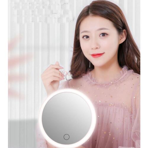 Makeup mirror with lamp desktop led light net red folding mirror dormitory female portable dressing student stepless dimming