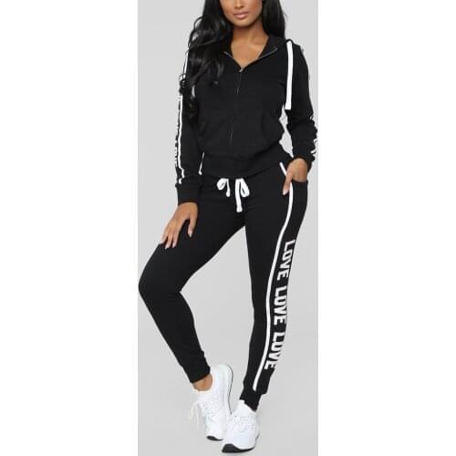 Plus Size Sets Women Sportswear Casual Stripe Fitness Zipper Long Sleeve Pullove Sport Tops+long Pants Setconjuntos De Mujer