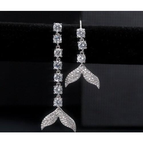 ZHOUYANG Asymmetric Mermaid Tail Earrings For Women Luxury Zircon 2021 Trend Silver Color Jewellry Korean Gift Wholesale KAE320