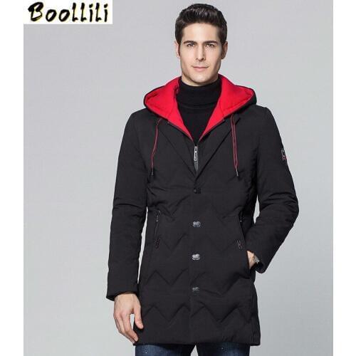 Boollili Winter Jacket Men Long Hooded Mens Down Jacket Thick Warm Down Coat Black Parka Male Jackets Casaco Masculino