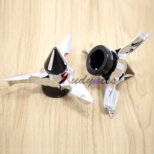 1 1/8" Spun Chrome Blade&Black Axle Caps For Harley 2008-2017 Sportster Touring Softail Dyna Street Glide Road King VTX 1300