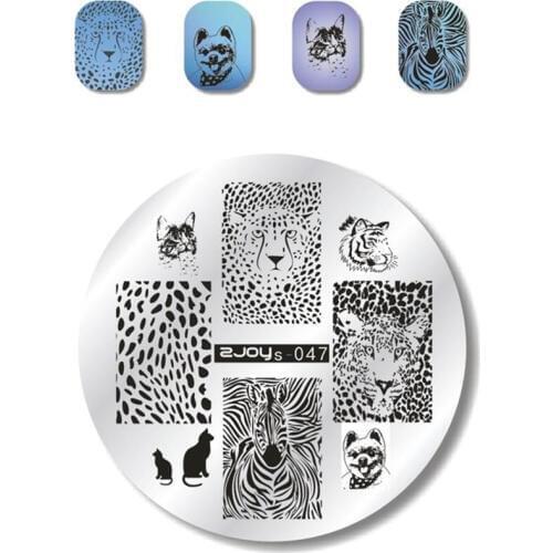 1 PC Nail Art Stamp Stamping Plates Template Set Cute Animal Flower Rose Lace Image Manicure PlateRound 5.5cm
