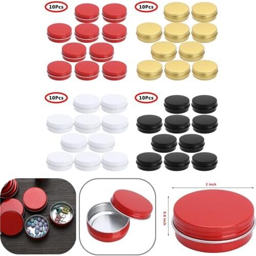 10pcs Aluminum Tin Jars Screw Top Round Jars Metal Tin Cans Containers Bulk Food Tins Cosmetic Jar Container Candle Travel Tins