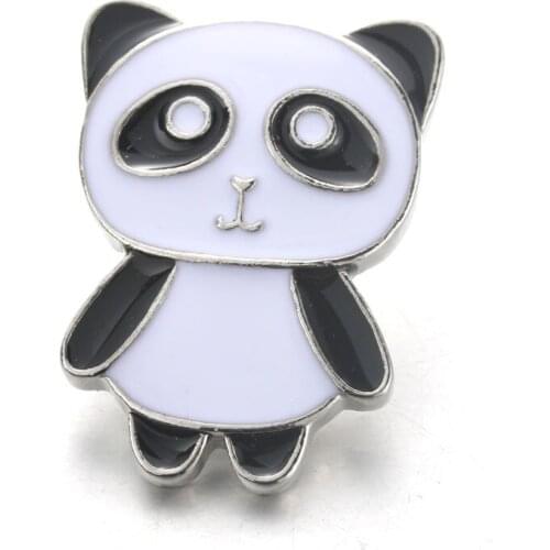 10pcs/lot Panda Snap Jewelry Boom Life Metal Rhinestone Snap Buttons Fit 18MM Snap Bracelet For Women DIY Charms 4503