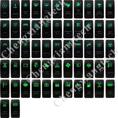 12V/24V Car Boat 3 Pins SPST ON/OFF Green & Blue Led Light Bar Rocker Toggle Switch for Carling ARB Narva 4x4